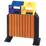 戶外環(huán)保側(cè)開口鋼木分類垃圾箱