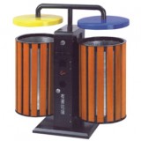 立式雙桶鋼木分類(lèi)垃圾箱