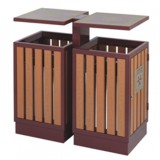 園林景區鋼木分類垃圾箱