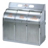 不銹鋼三分類搖蓋垃圾桶