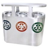 高檔三筒不銹鋼戶(hù)外廣場(chǎng)分類(lèi)垃圾桶