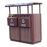 景區(qū)進(jìn)口樟木分類鋼木垃圾桶