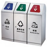 戶外學校有蓋不銹鋼分類垃圾桶