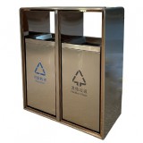 廣場滑軌兩連體不銹鋼分類垃圾箱