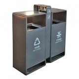 戶外小區噴塑兩連體不銹鋼分類果皮箱