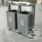 惠州公園景區鏤空立柱不銹鋼分類垃圾桶案例