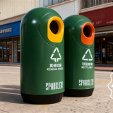 城市海濱長廊戶外圓柱形組合式玻璃鋼分類垃圾桶