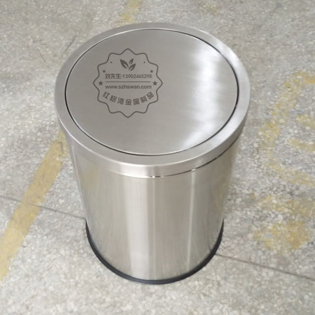 不銹鋼圓形翻蓋垃圾桶圖片001