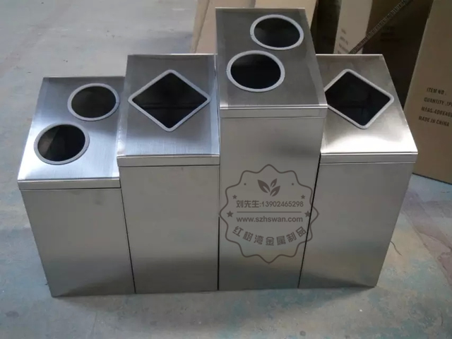 室內廢紙瓶罐不銹鋼四分類垃圾桶圖片001