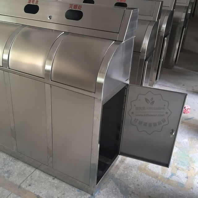 不銹鋼三分類搖蓋垃圾桶圖片003