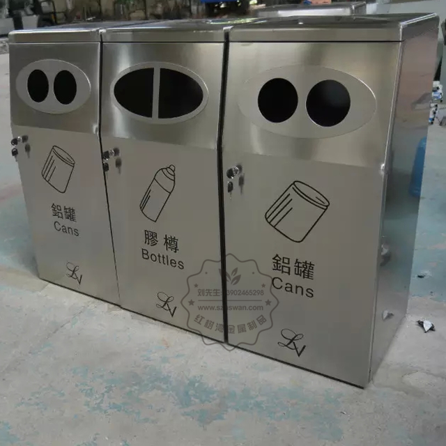 室內不銹鋼三分類垃圾桶圖片001