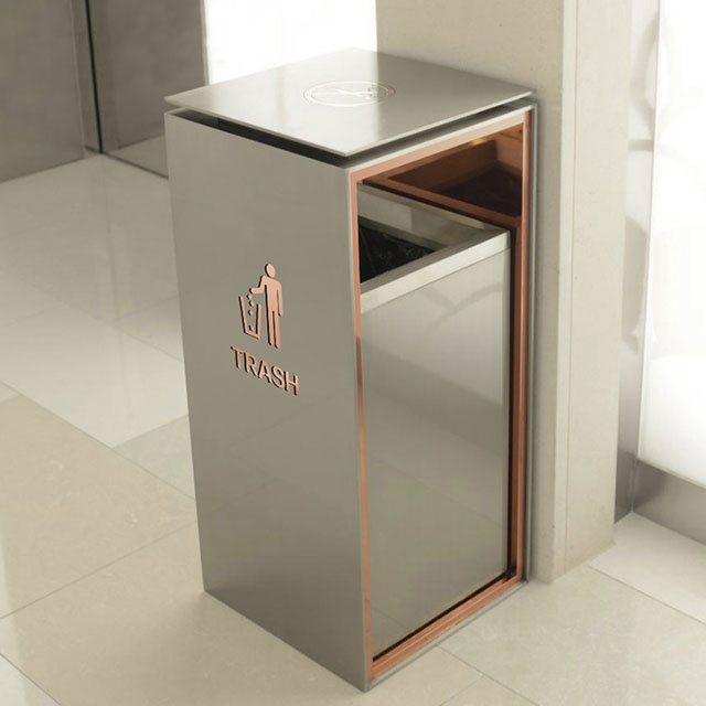 酒店方形室內(nèi)不銹鋼垃圾桶圖片007
