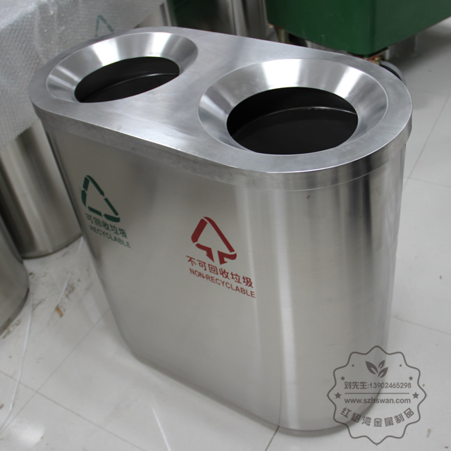 無蓋不銹鋼垃圾桶照片004