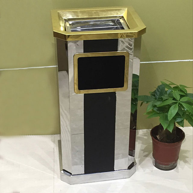 酒店方形室內(nèi)不銹鋼垃圾桶圖片005