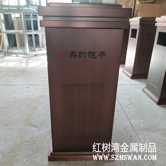 深圳美的院子定制電鍍方形不銹鋼垃圾桶產品