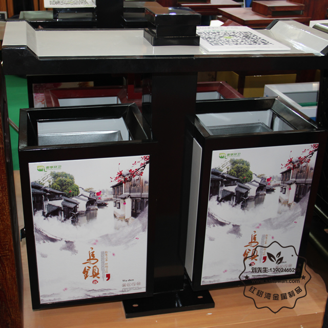 廣告雙分類戶外不銹鋼垃圾桶垃圾桶圖片002