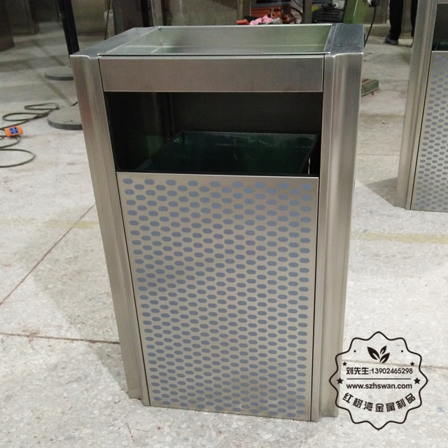 噴塑電梯口室內方形不銹鋼果皮箱01