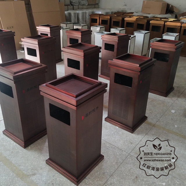 高檔小區(qū)物業(yè)室內(nèi)方形不銹鋼垃圾箱02