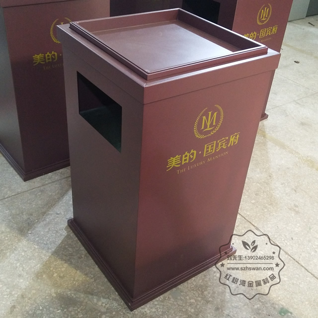 噴塑室內電梯口方形鐵皮果皮箱圖片001