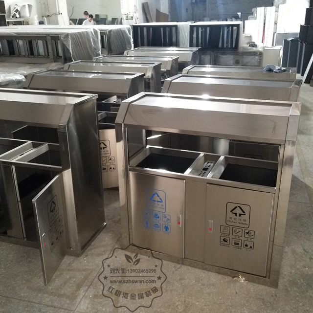 戶外方形不銹鋼垃圾桶圖片003