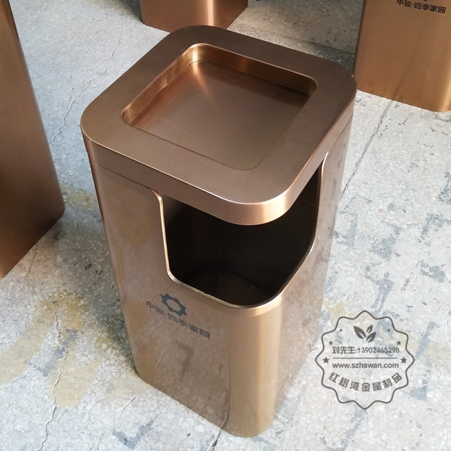 室內商場電鍍方形不銹鋼果皮箱圖片001