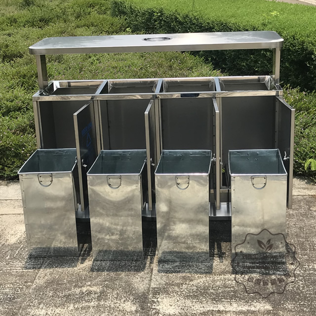 戶外大型四分類不銹鋼垃圾箱圖片002