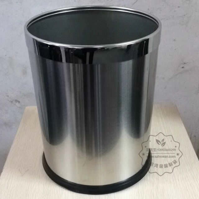 室內酒店客房圓柱形不銹鋼果皮箱圖片001