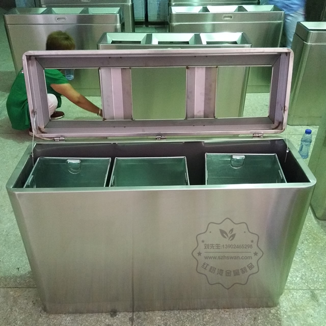 高檔室內不銹鋼分類垃圾桶圖片001