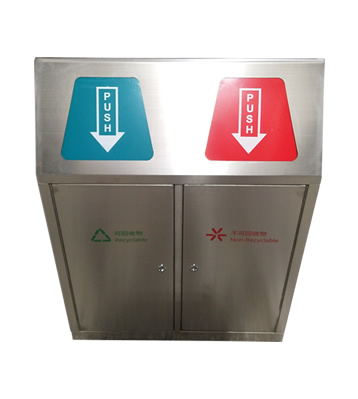 新款戶外雙筒不銹鋼垃圾箱主圖