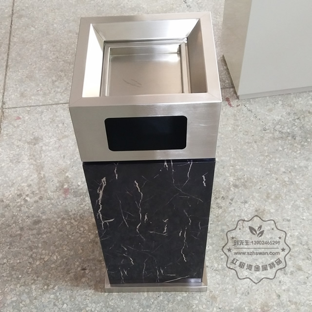 室內電鍍仿大理石方形不銹鋼垃圾桶圖片002