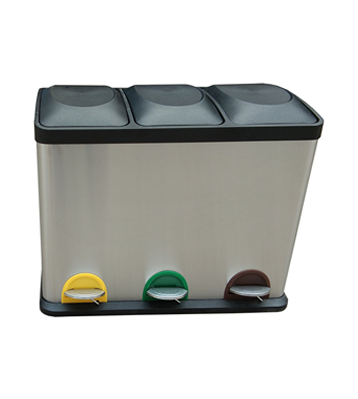 室內客房三分類不銹鋼腳踏式垃圾桶主圖