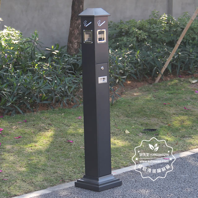 烤漆方形不銹鋼煙蒂柱圖片002