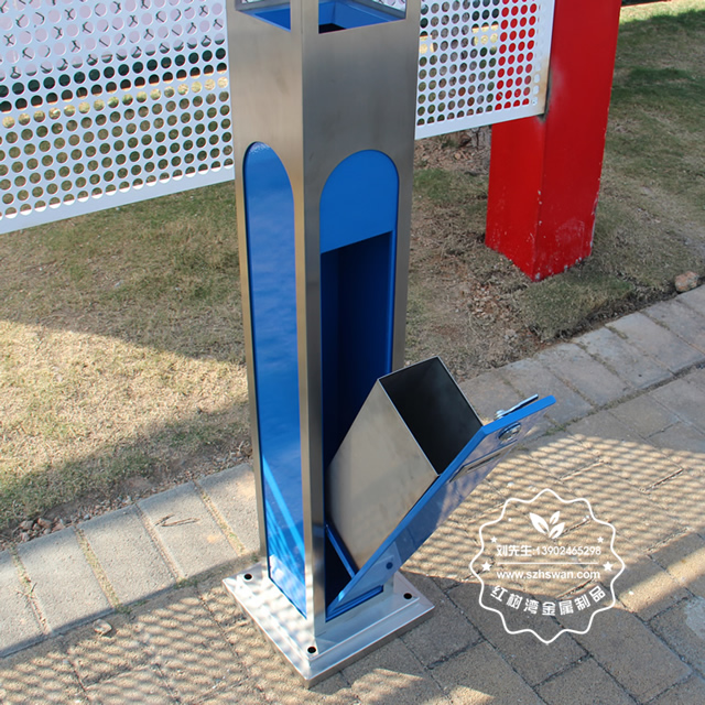 創意室外方形不銹鋼煙灰柱圖片004