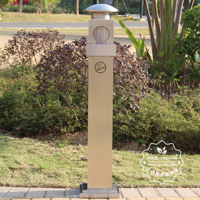 高鐵站戶外方形不銹鋼煙蒂柱004