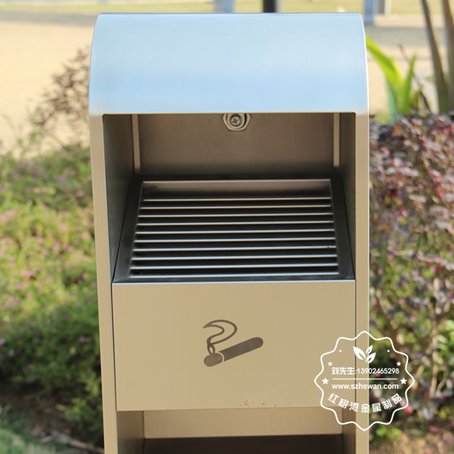 戶外方形不銹鋼滅煙柱垃圾桶圖片006