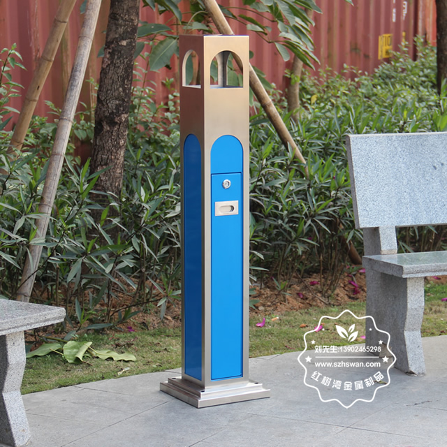 創意室外方形不銹鋼煙灰柱圖片006