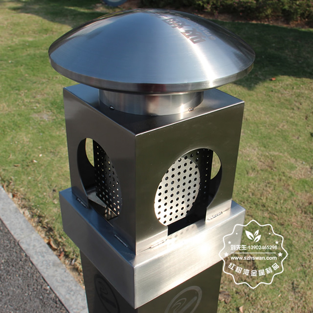 高鐵站戶外方形不銹鋼煙蒂柱007