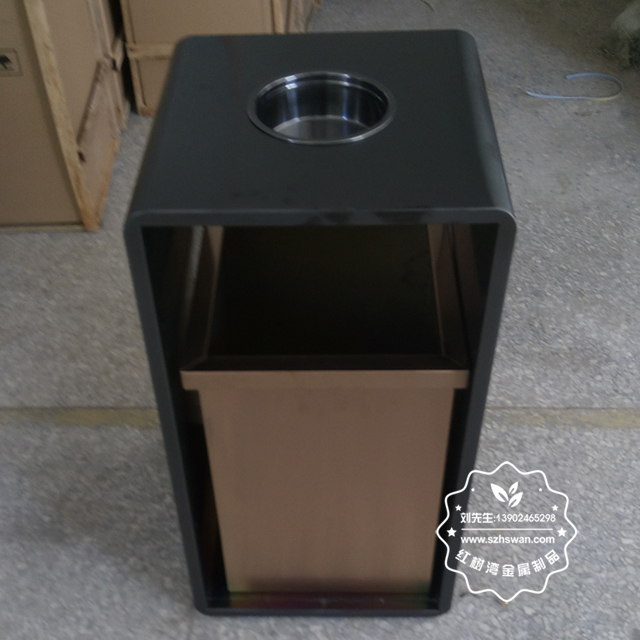 室內(nèi)電梯口方形鋼制果皮箱圖片02