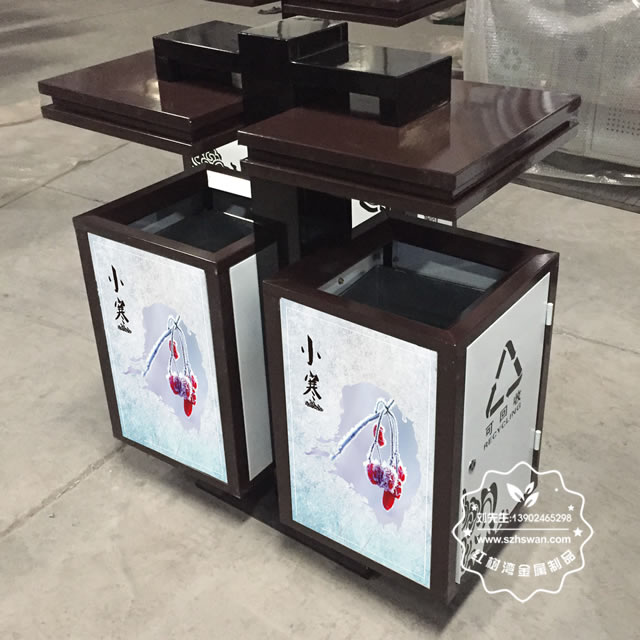 公園戶外鋼制二分類垃圾箱圖片01