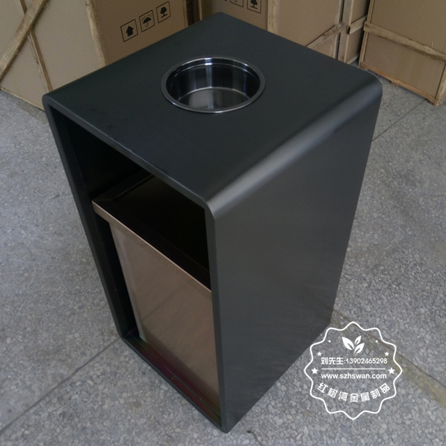 室內(nèi)電梯口方形鋼制果皮箱圖片03