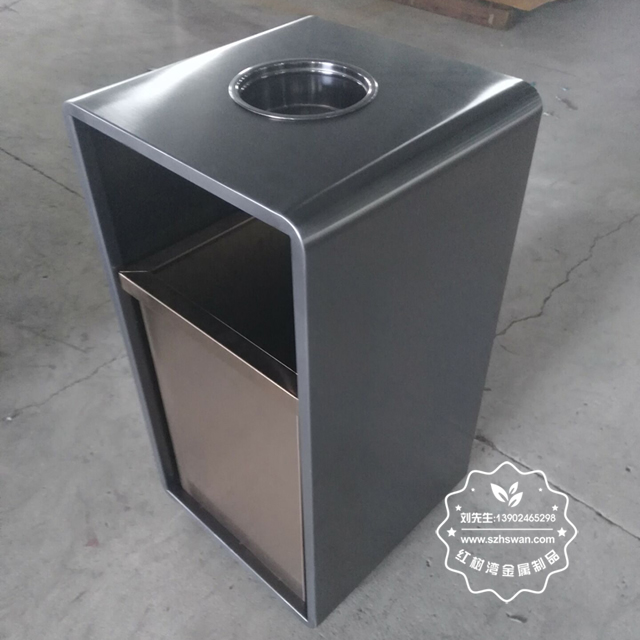 室內(nèi)電梯口方形鋼制果皮箱圖片05