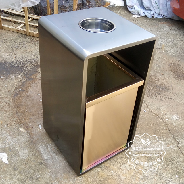 室內(nèi)電梯口方形鋼制果皮箱圖片01