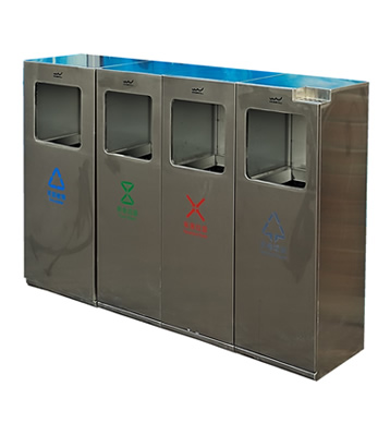 戶外廣場組合式不銹鋼分類垃圾桶主圖