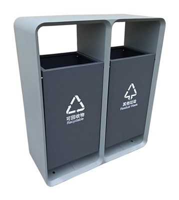 室外市政街道噴塑不銹鋼分類垃圾桶