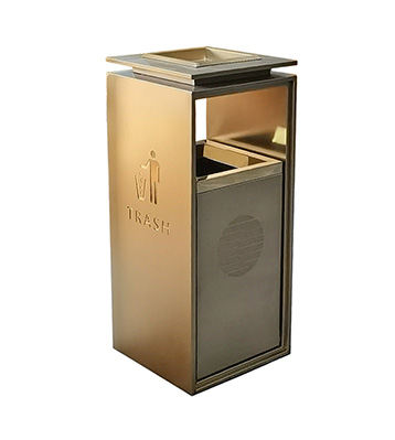 室內方形電梯口電鍍不銹鋼垃圾桶