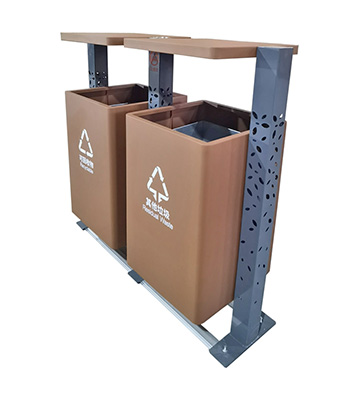 惠州戶外景區(qū)兩連體不銹鋼分類垃圾桶