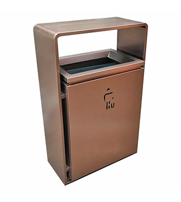 新樓盤電梯口電鍍方形不銹鋼垃圾桶