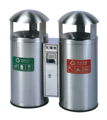 戶外圓形創意不銹鋼二分類垃圾桶