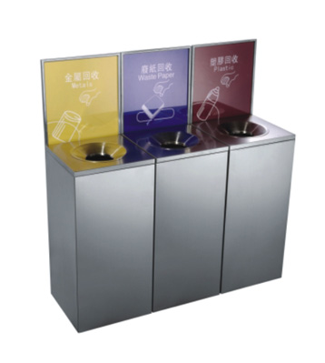 室內(nèi)不銹鋼三分類回收桶