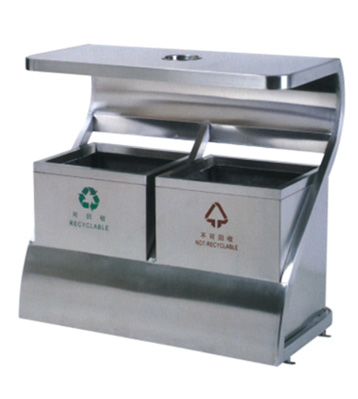 環保創意不銹鋼二分類環保垃圾桶